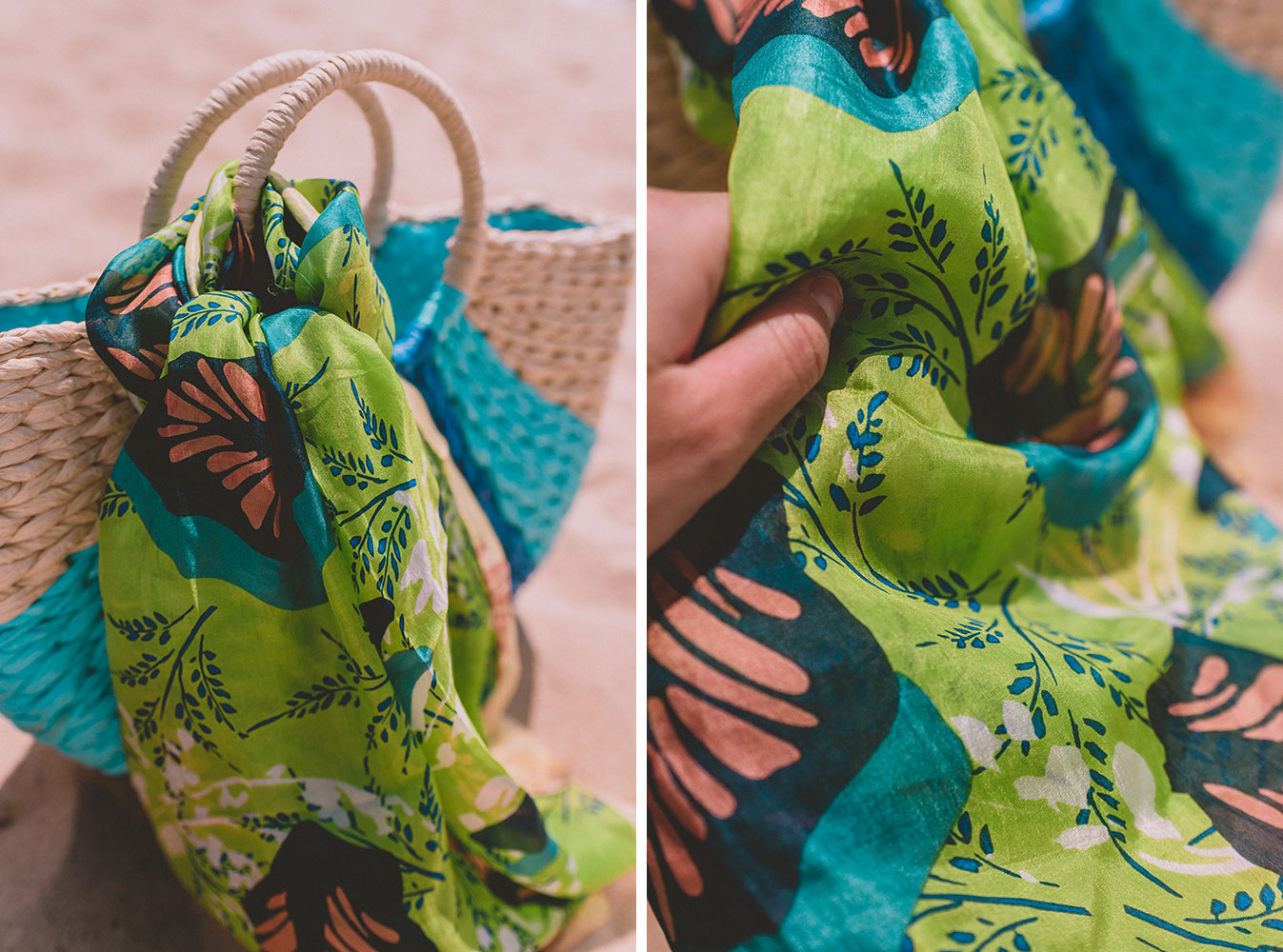 Foulard en soi imprimé nature