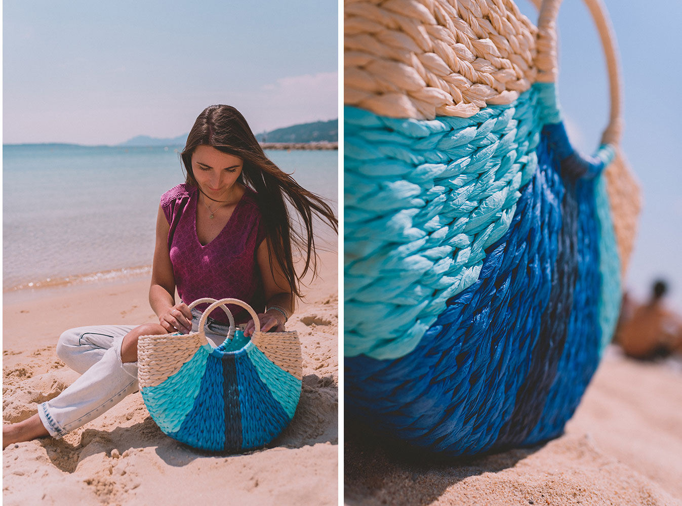 Joli panier tissé pour la plage