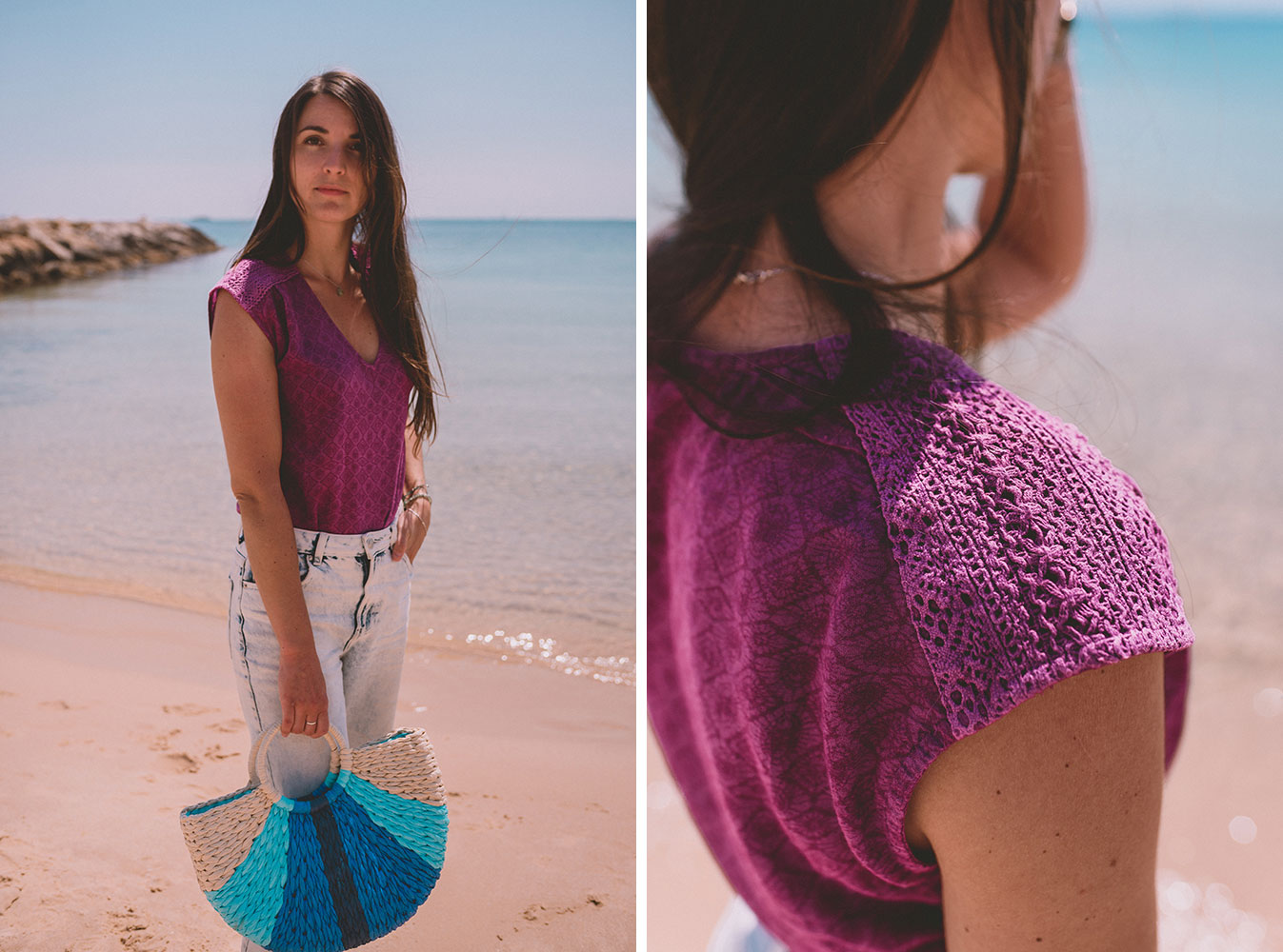 Top sans manche rose pour voyageuse