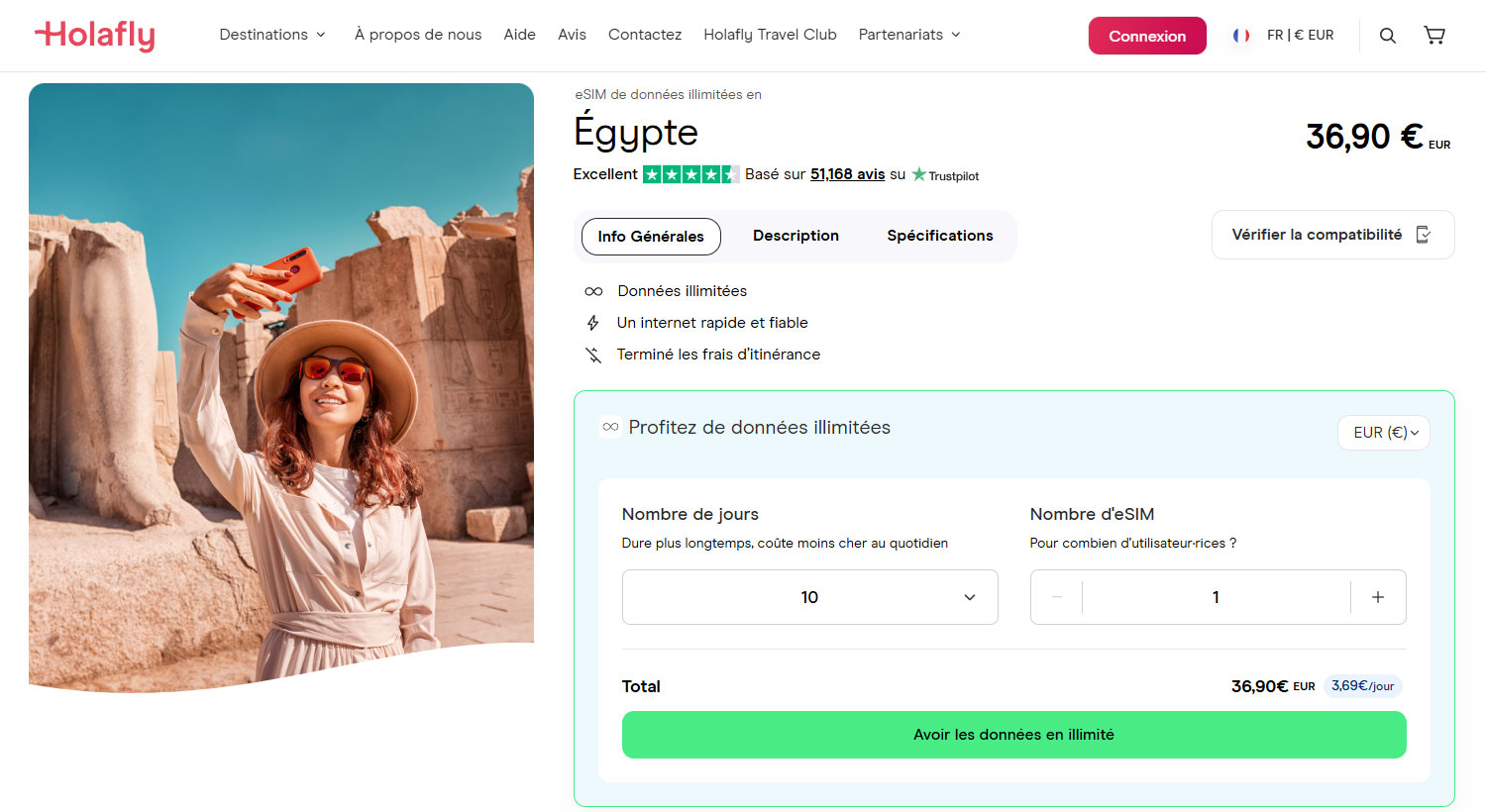 Exemple esim Holafly egypte