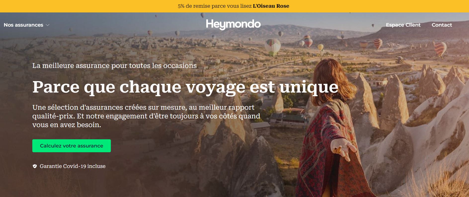 Réduction Heymondo assurance voyage sur-mesure